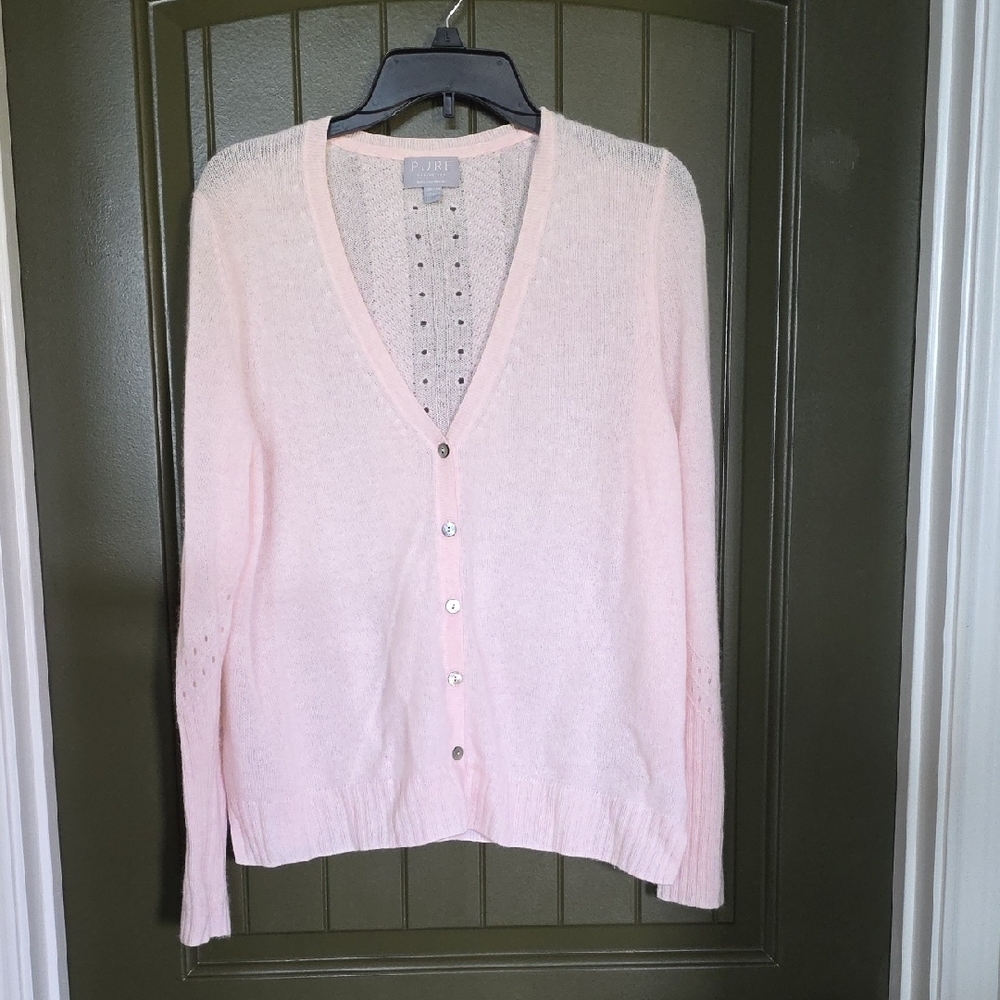 Pure Collection 100% CASHMERE Pink Cardigan Sweater